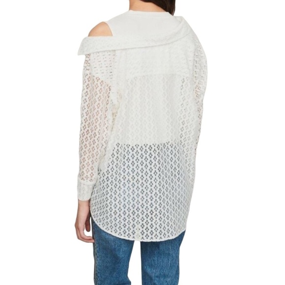 Maje Lalina Asymmetric Lace Top Trompe Oeil Blanc - Picture 6 of 9